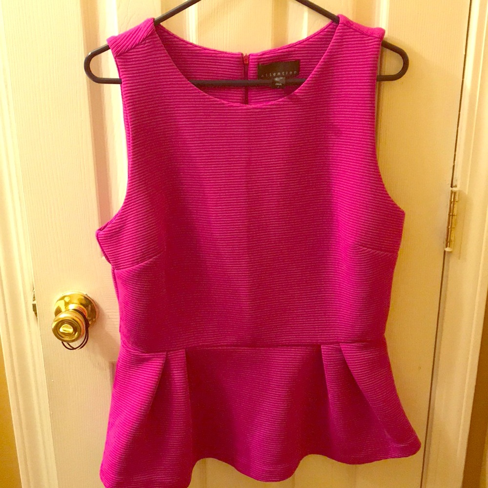 Magenta peplum top NWOT